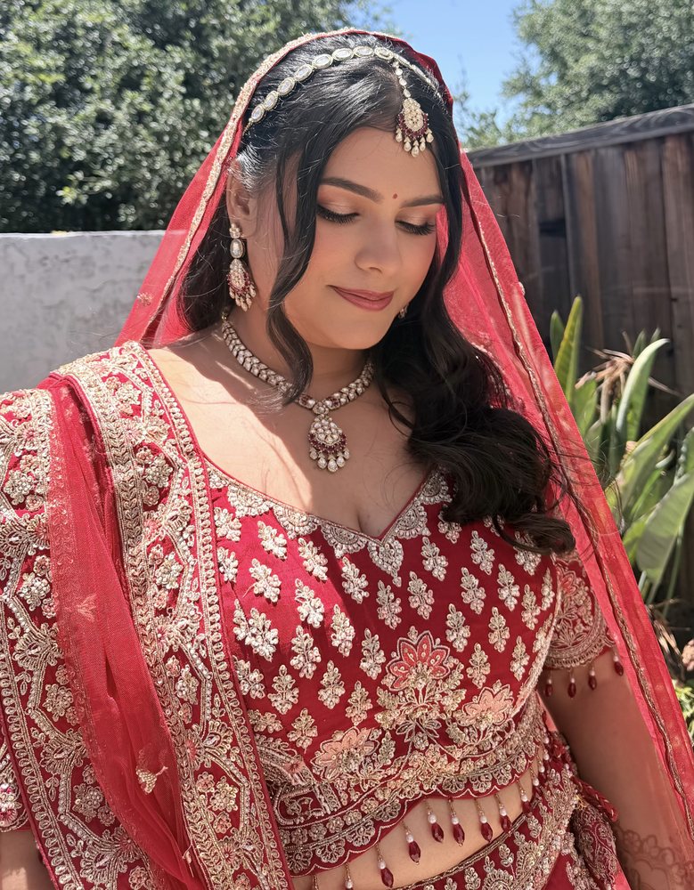 Traditional red bridal makeup