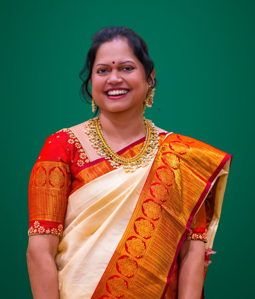 Traditional saree draping detail